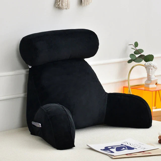Multi-functional lounge pillow with arm & back support, perfect for reading, gaming, or simply relaxing.