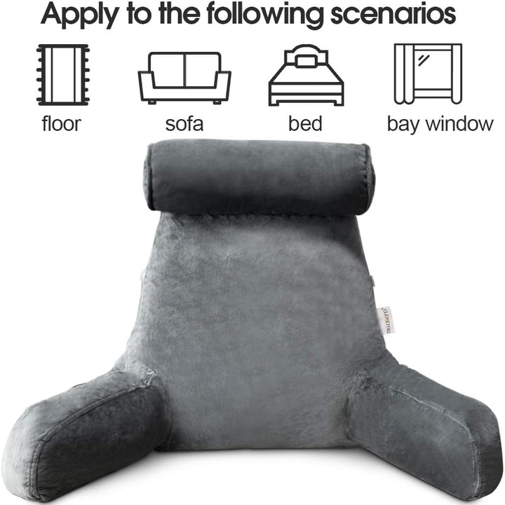 Ergonomic lounge pillow with strong back and arm support, perfect for comfort and better posture.