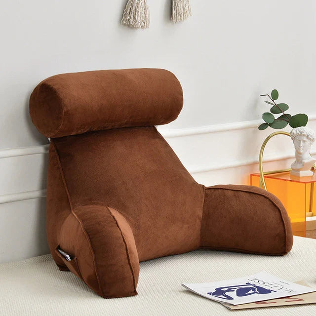 Comfortable TV pillow with arm and back support, great for movie nights, gaming, or casual lounging.