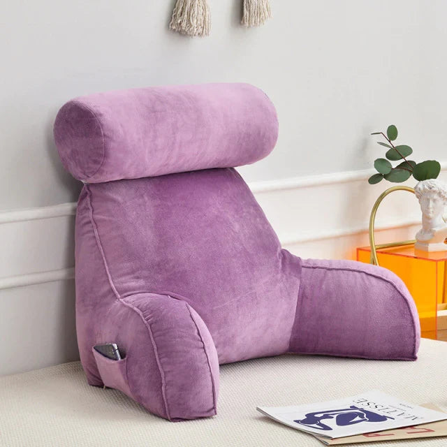 Stylish unisex reading bed pillow with arm support, adding comfort and modern flair to home decor.