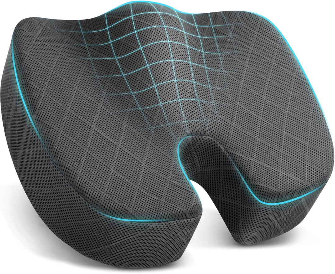 Unisex memory foam seat cushion for ultimate pain relief and posture support