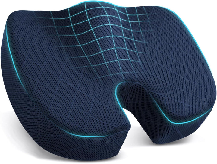 Durable memory foam seat cushion with non-slip base for secure seating in car or office