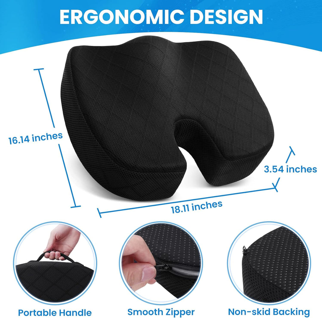 High-density memory foam cushion for workstation and vehicle, offering ergonomic support