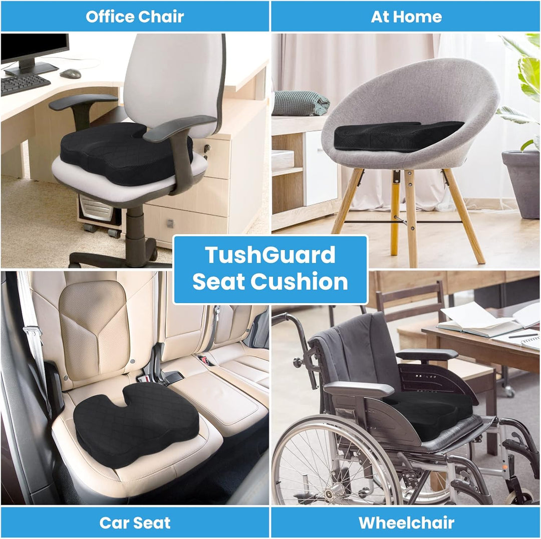 Coccyx comfort memory foam seat cushion for effective tailbone pain relief
