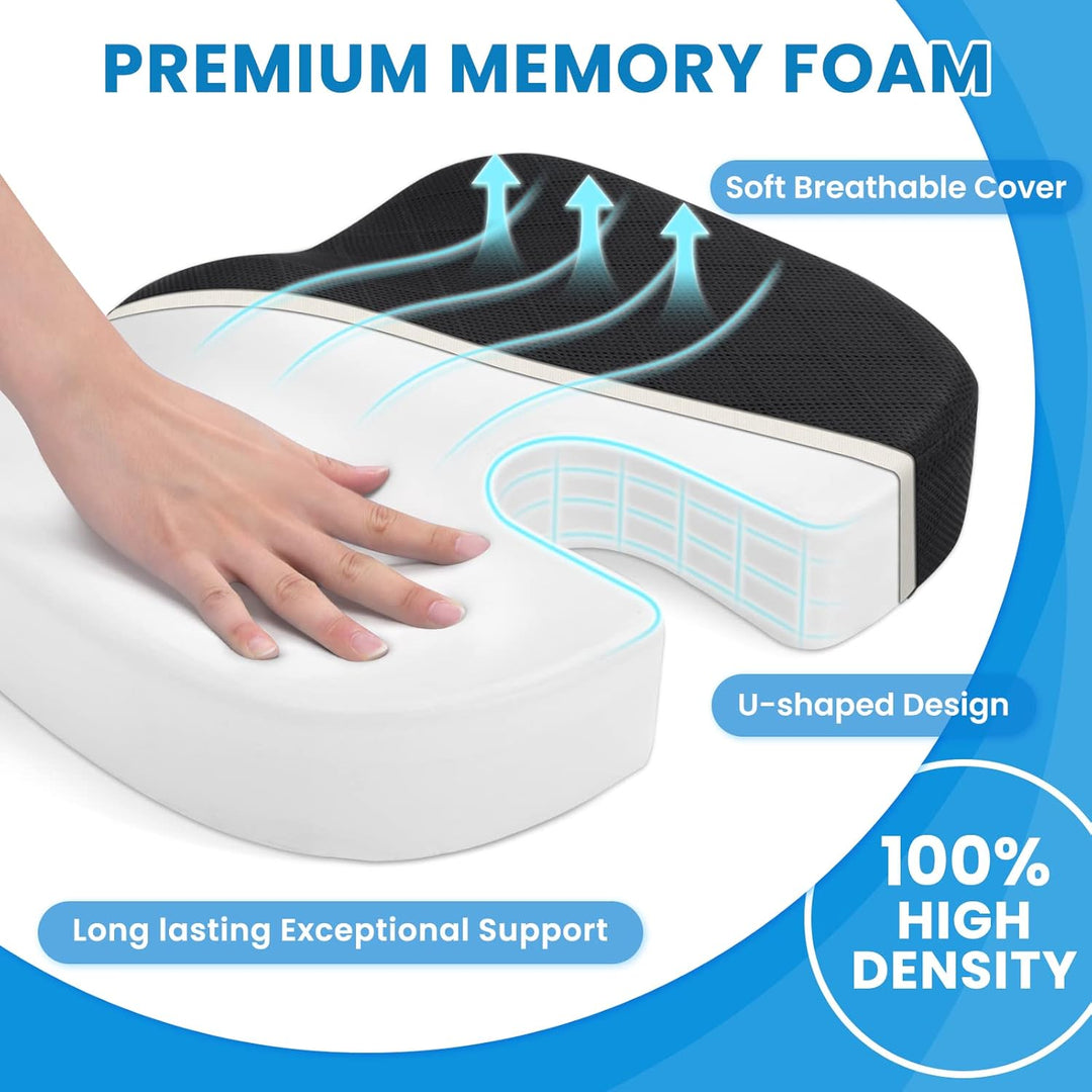 Versatile memory foam seat cushion, suitable for wheelchairs and recliners, pain relief