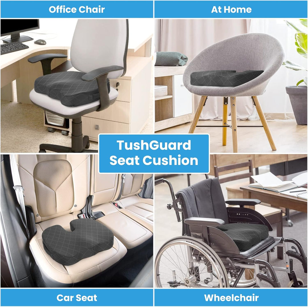Premium memory foam seat cushion for long-term use, offering consistent pain relief