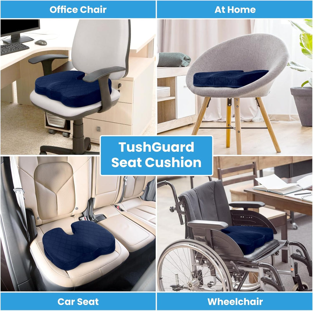Breathable memory foam seat cushion improving posture and reducing pressure points