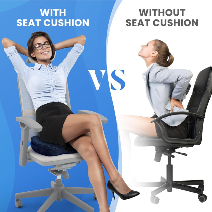 Therapeutic memory foam seat cushion for sciatica and coccyx pain, ultimate comfort