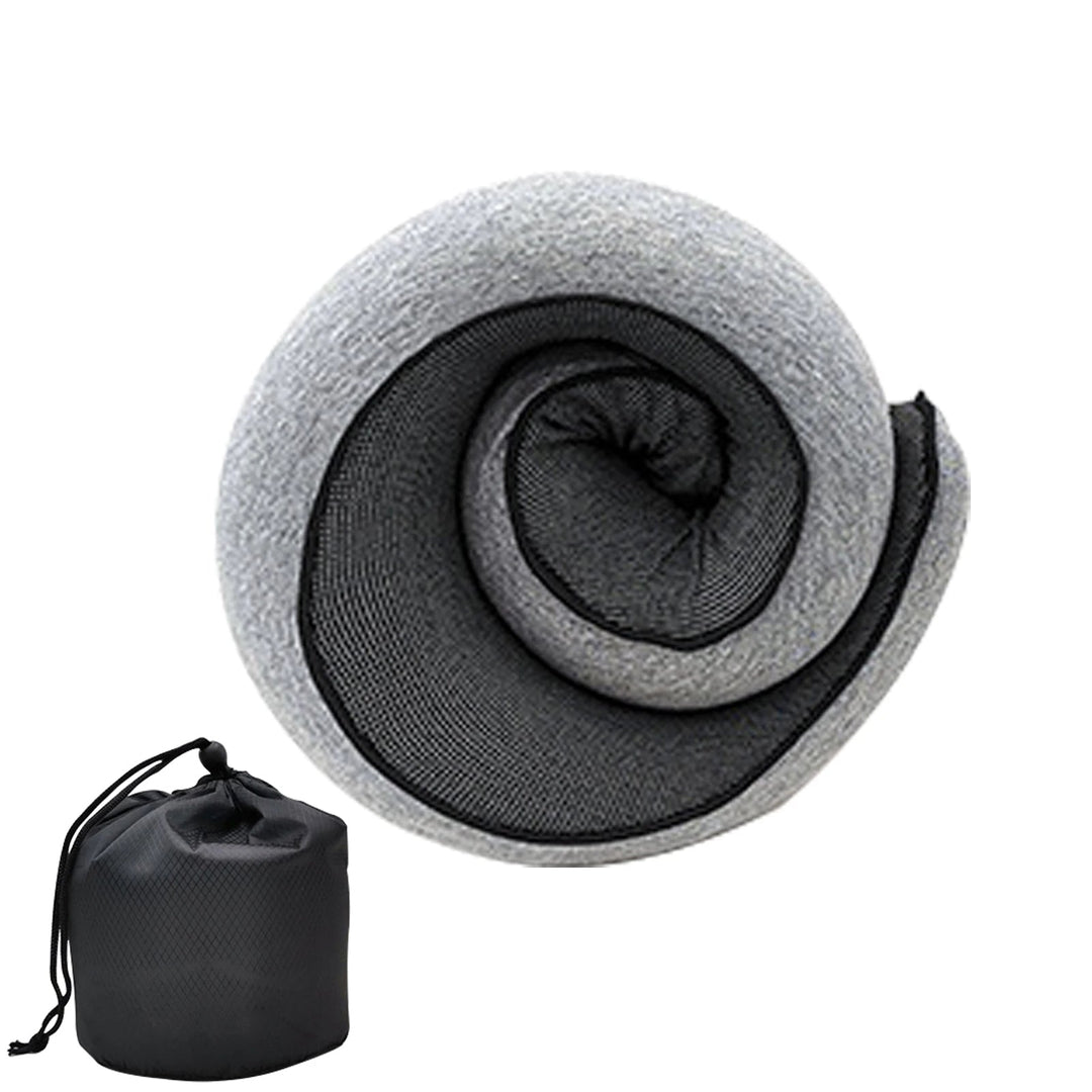 Pink memory foam travel neck pillow with ergonomic design, provides ultimate comfort & support for long journeys.