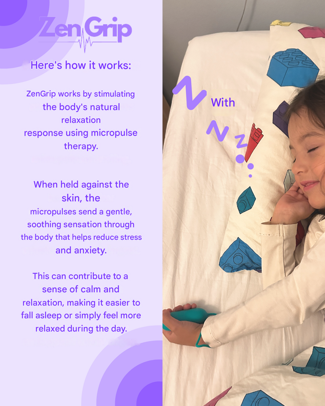 Ergonomic, portable microcurrent sleep aid; targets stress & anxiety for profound relaxation and improved sleep quality.