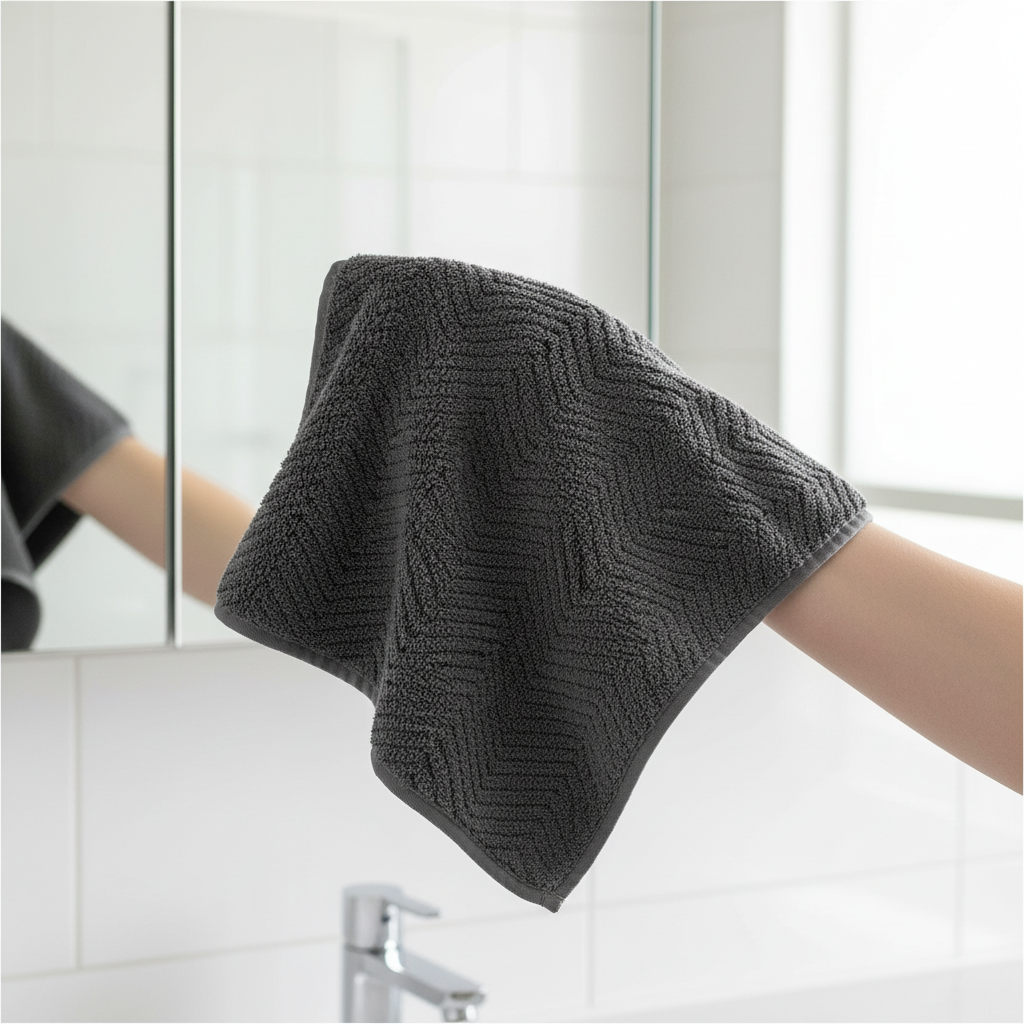 Unisex microfiber cleaning cloth for streak-free kitchen surfaces; absorbent MicroWonder towel
