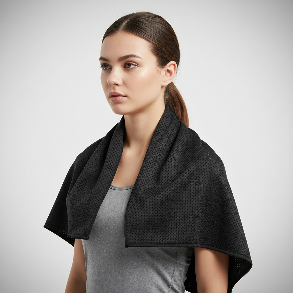 Absorbent microfiber cooling towel for fitness enthusiasts, great for gym and travel.