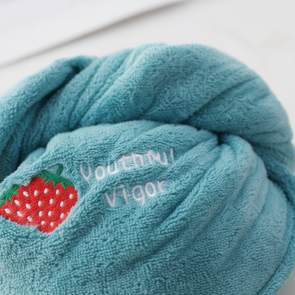 Close-up of a high-quality microfiber hair towel, highlighting its texture and absorbent properties.