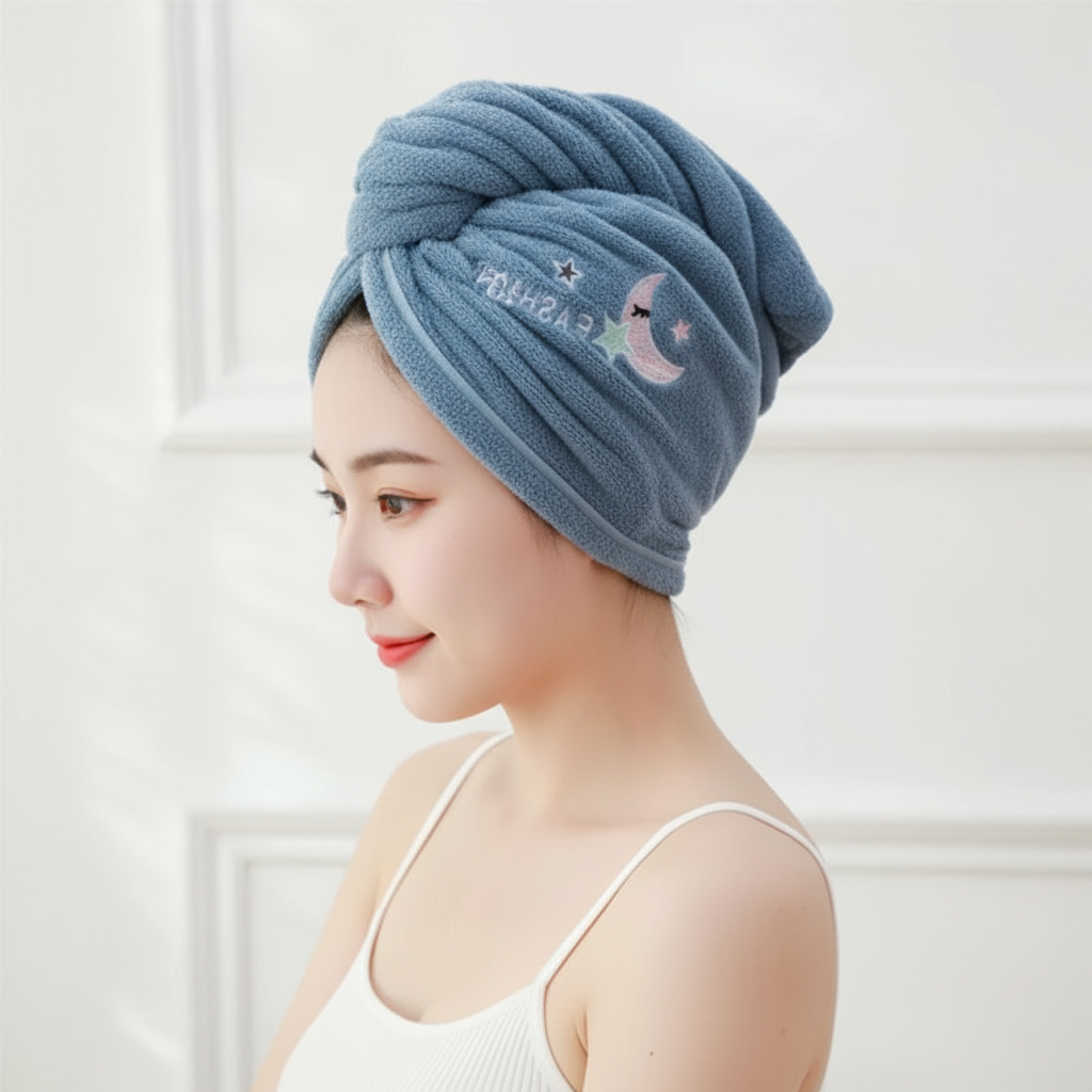 Lightweight unisex hair wrap, perfect bath accessory for quick drying and anti-frizz hair.