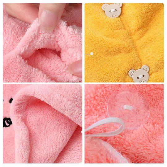 Gentle microfiber hair drying towel, super absorbent and prevents frizz for smooth, healthy hair.