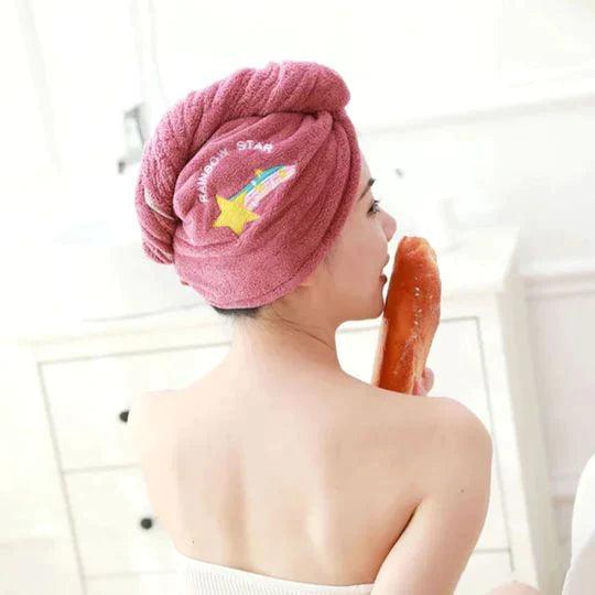 HairDry Pro microfiber hair towel: absorbent, comfortable, and perfect for faster, easier drying.