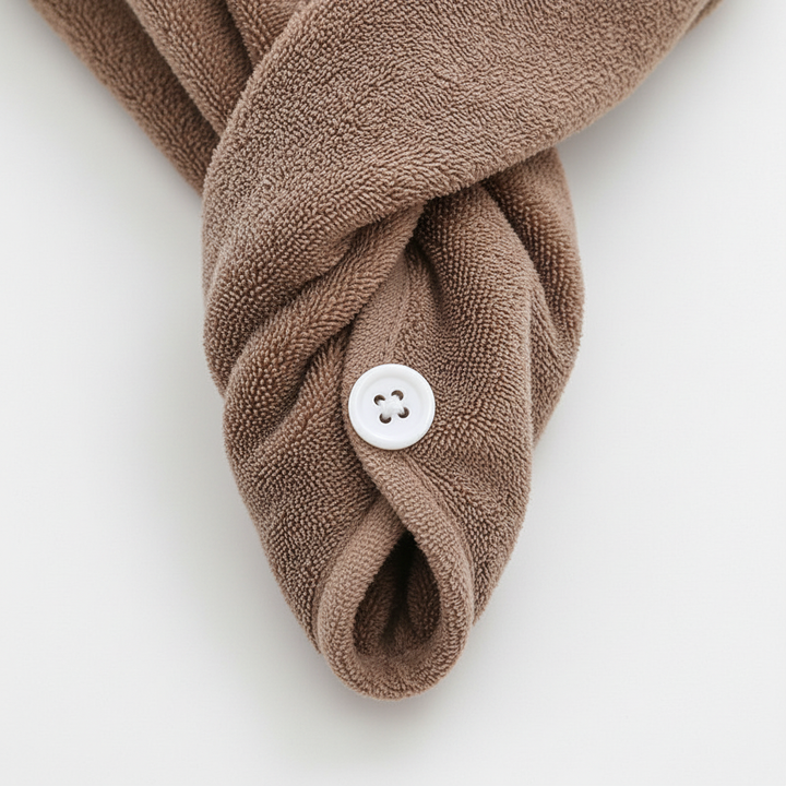 Close-up of the absorbent microfiber towel texture, ideal for quick hair drying