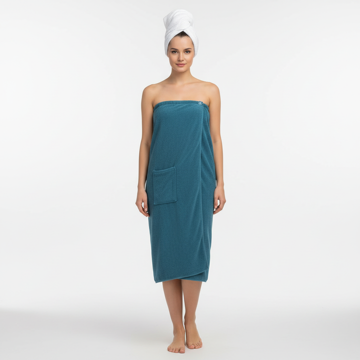 Soft, absorbent microfiber sauna wrap towel for men and women, perfect for spa and travel