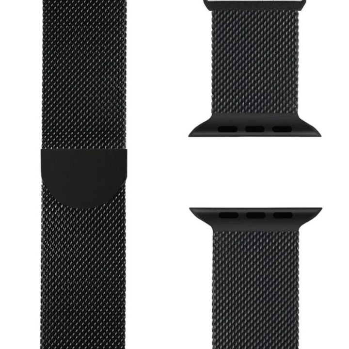 Unisex Milanese Loop watch strap, adjustable, stainless steel, stylish, magnetic for smartwatches.