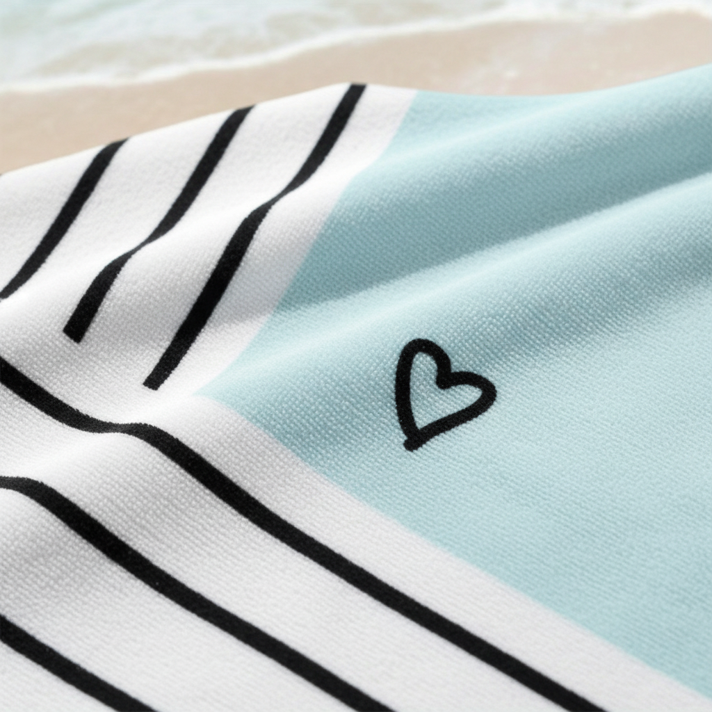 Modern design beach towel for travel, unisex, with abstract wave coastal pattern