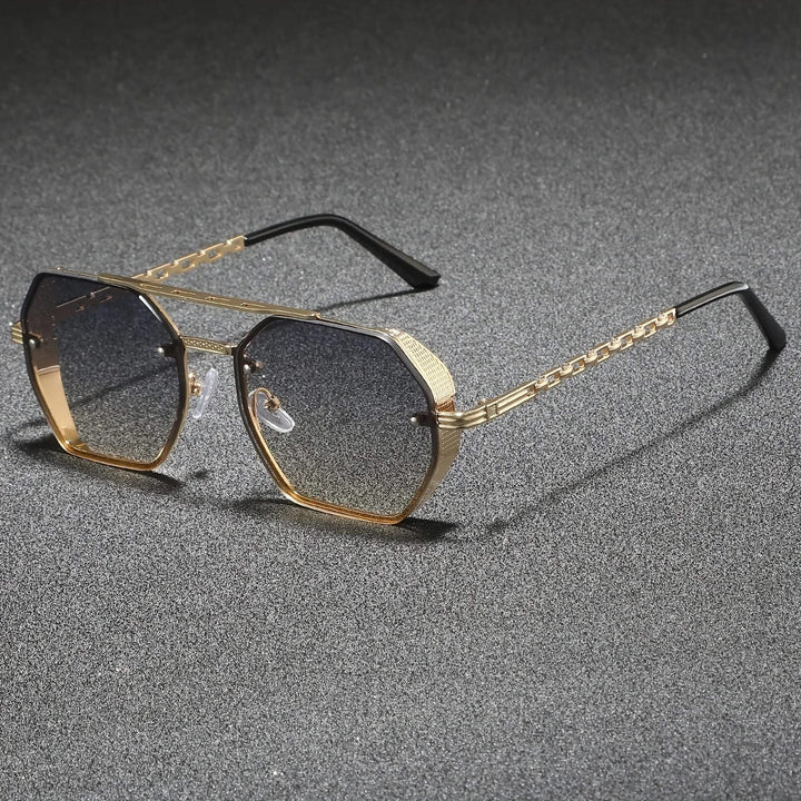 Unisex modern geometric metal sunglasses with UV protection for stylish eye comfort.