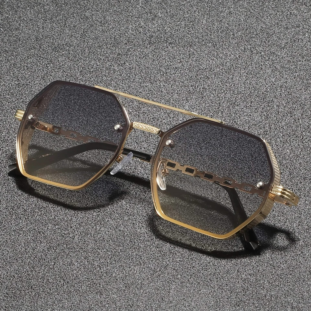 Modern geometric sunglasses with durable metal frames & essential UV protection.
