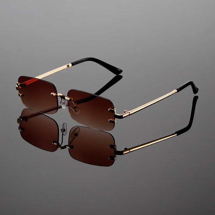 Chic rimless rectangular sunglasses, a modern unisex design with crucial UV400 sun protection and style.