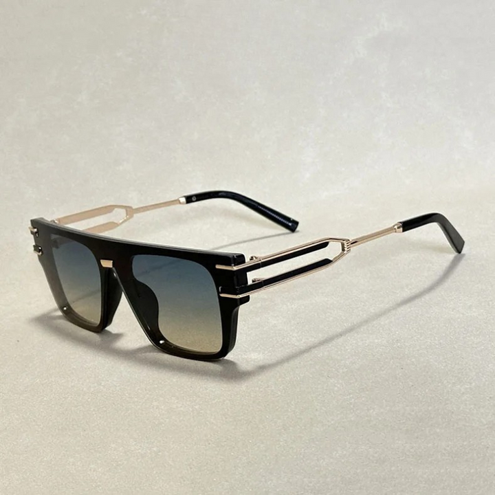 Angular shield sunglasses for a modern, unisex fashion statement. Sleek contemporary eyewear design.