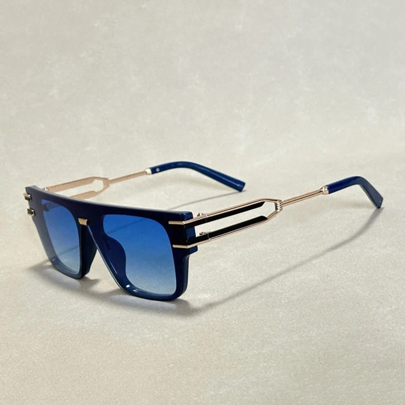 Statement-making angular shield sunglasses, unisex design, lightweight and modern for stylish individuals.
