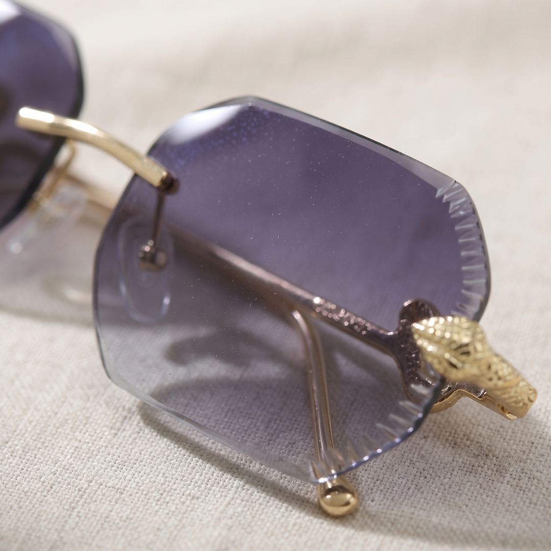 Elegant and lightweight frameless sunglasses with a sleek, modern design, ideal for unisex fashion.