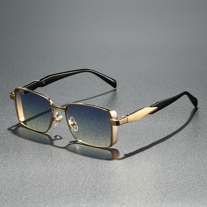 Stylish modern square sunglasses, a chic unisex fashion accessory for outdoor summer wear with UV protection.