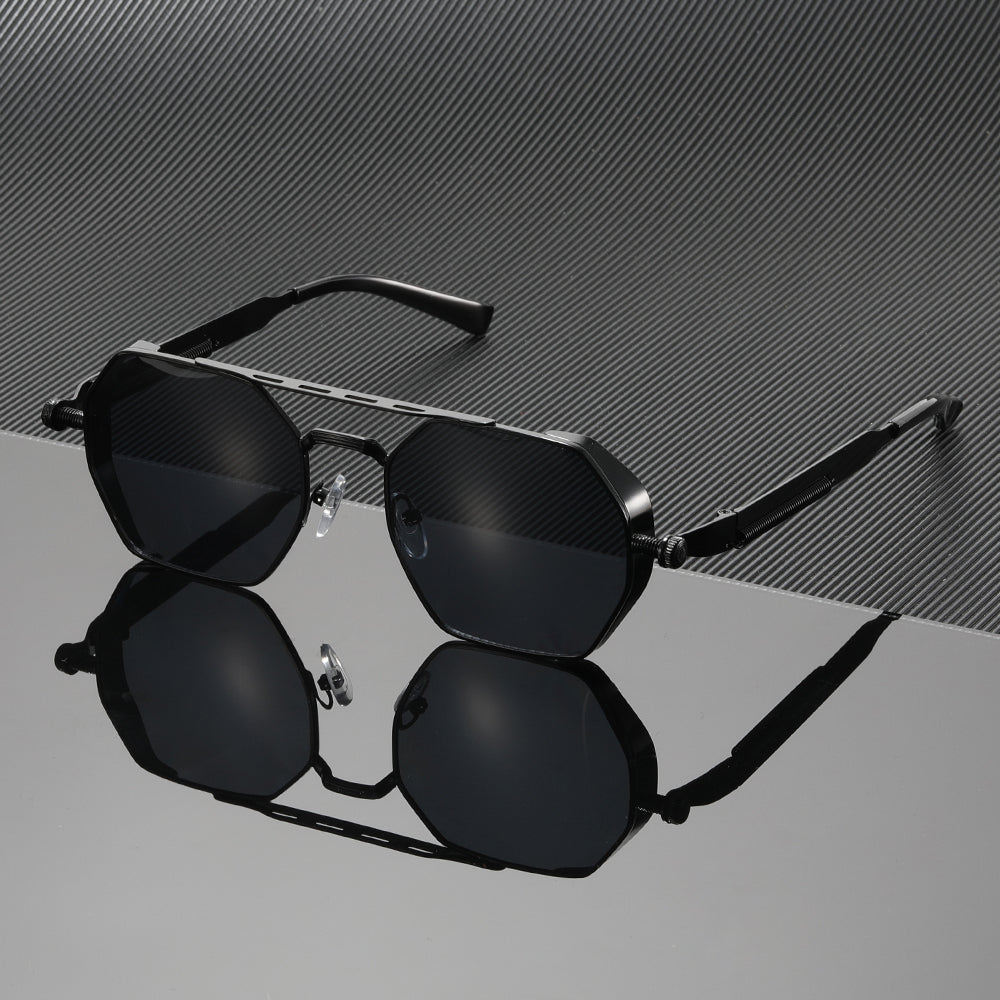 Premium unisex sunglasses, modern design, metal frame, gradient lenses, ensuring maximum UV400 protection for eyes.