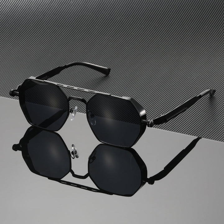 Premium unisex sunglasses, modern design, metal frame, gradient lenses, ensuring maximum UV400 protection for eyes.