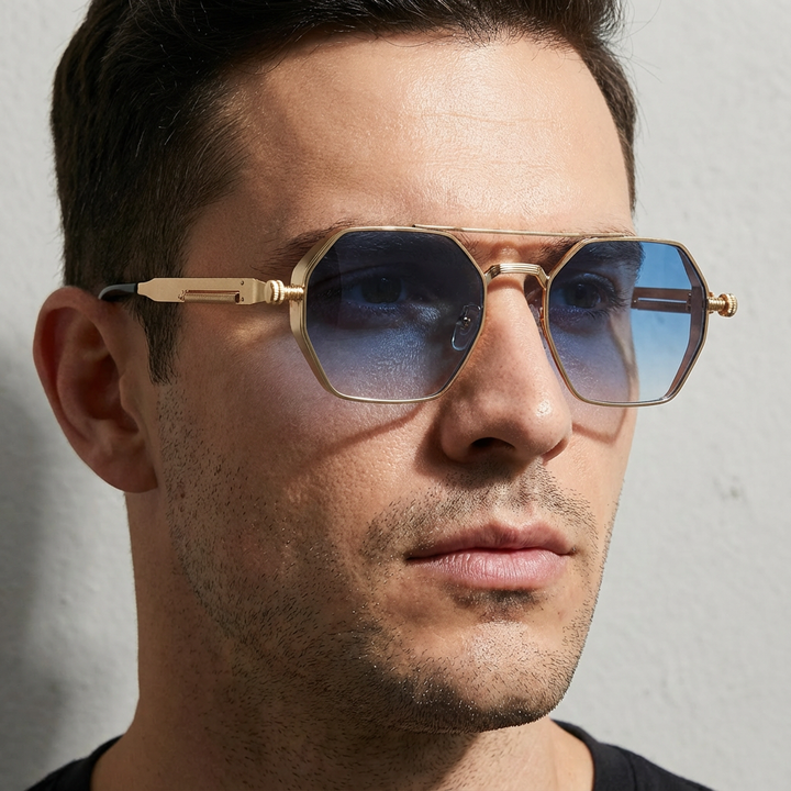 Modern eyewear for all genders: sophisticated metal frame sunglasses with gradient lenses and essential UV400.