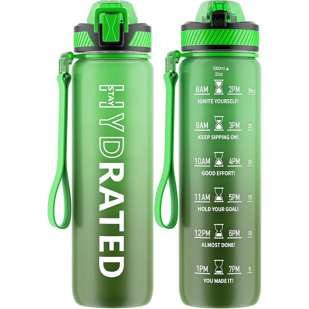 Stay motivated! Leakproof straw water bottle, BPA-free, for fitness & healthy hydration goals.