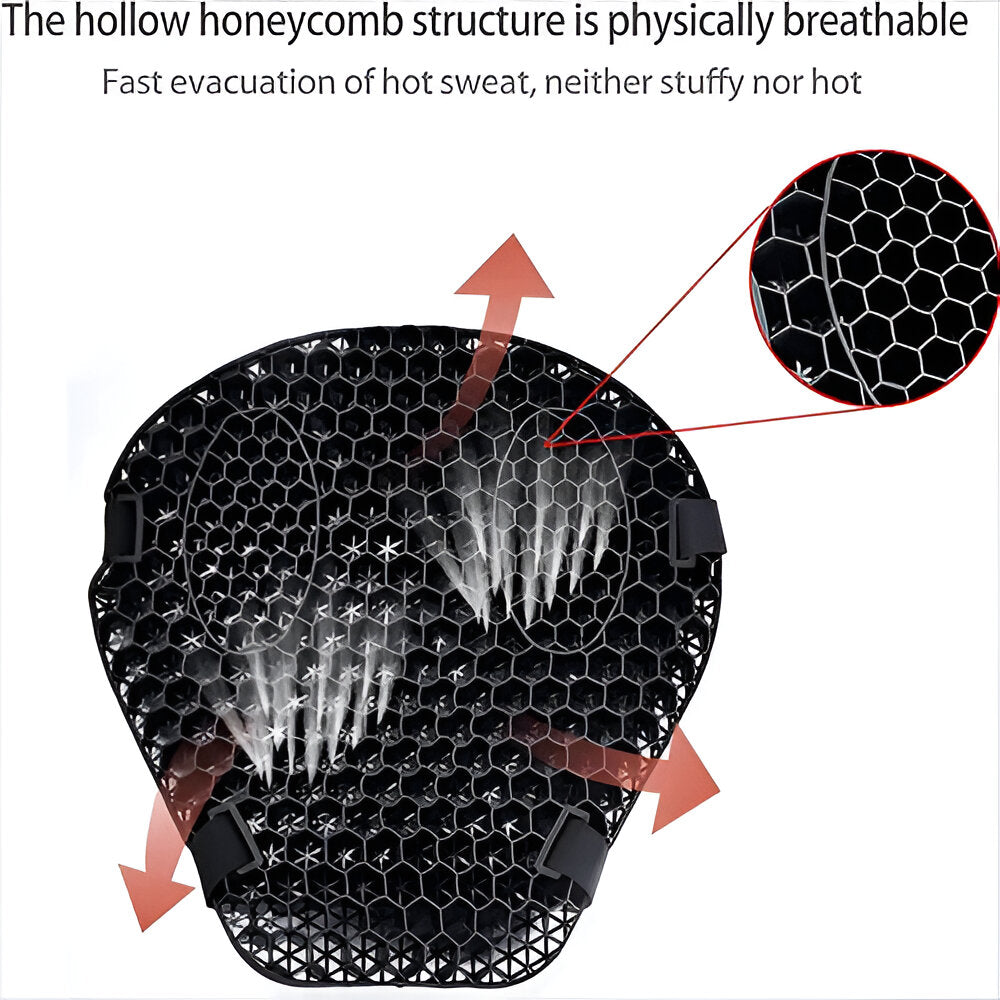 Advanced gel motorcycle seat pad, reducing vibration for long-haul rider comfort.