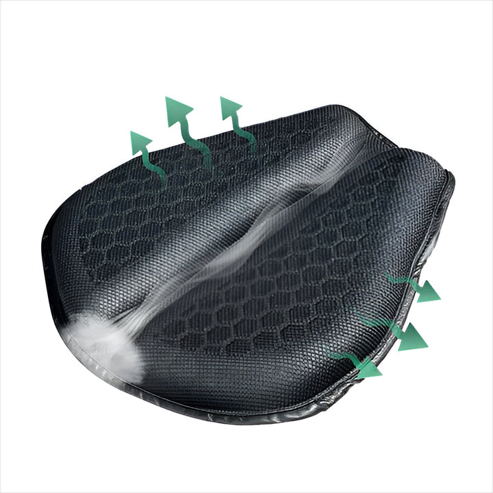 Slim, comfortable gel motorcycle seat pad designed for enhanced long ride enjoyment & support.