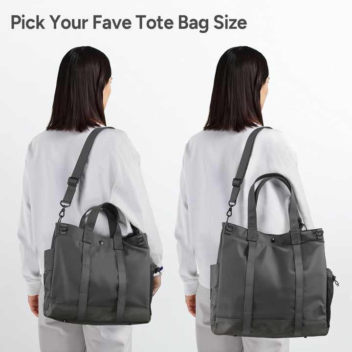 Sleek travel laptop tote bag, multi-compartment design, fits 15.6" devices. Durable & stylish.