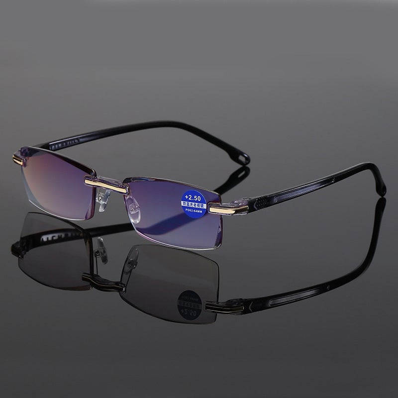 Lightweight TR90 multifocal reading glasses with anti-blue light progressive lenses for reduced digital eye strain.