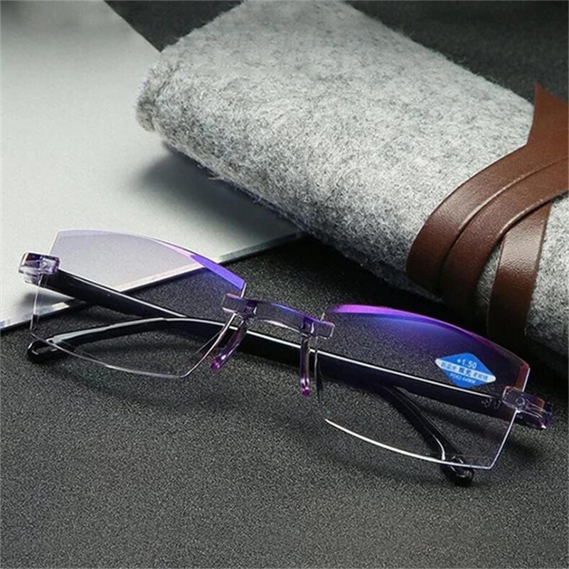 Unisex multifocal blue light blocking reading glasses for digital eye strain protection.