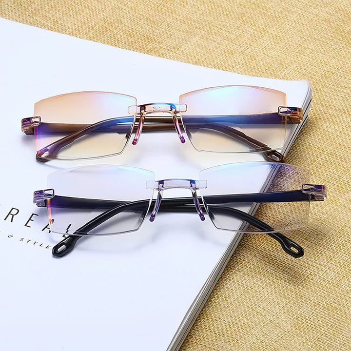 Unisex multifocal reading glasses with anti-blue light filter for clear vision & eye protection.