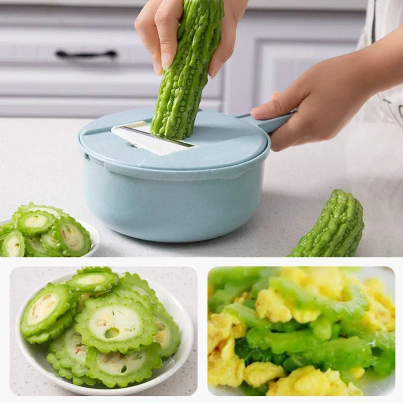 Effortless vegetable slicer & food chopper for dicing, grating, shredding, making healthy meal prep simple.