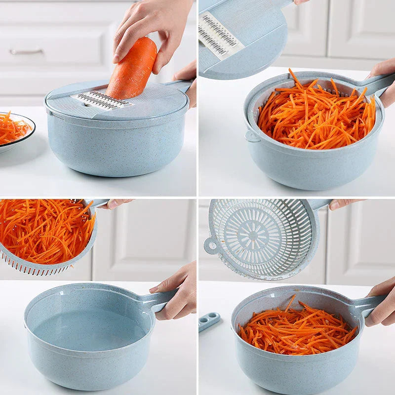 Fast meal prep with this vegetable slicer & chopper, dicing and grating vegetables quickly. Essential cooking tool.