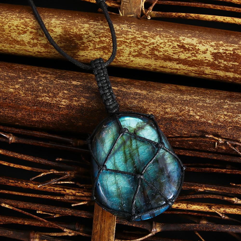 Handmade mystical Labradorite Dragonheart pendant necklace, powerful gemstone for spiritual protection & healing.