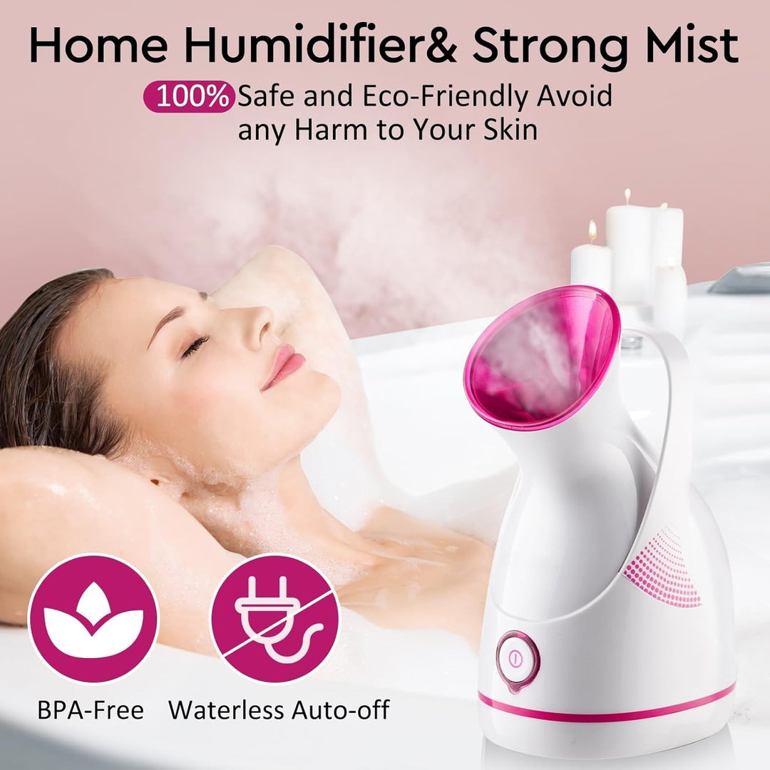 Compact nano ionic facial steamer for home spa deep cleansing and hydration