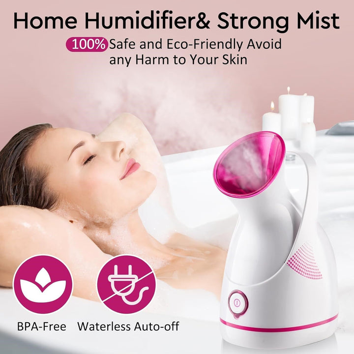 Compact Nano Ionic Facial Steamer, ideal for unisex face care and skin hydration at home.