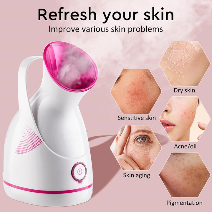 Skincare essential: Nano Ionic Facial Steamer for hydrated, deeply cleansed skin.