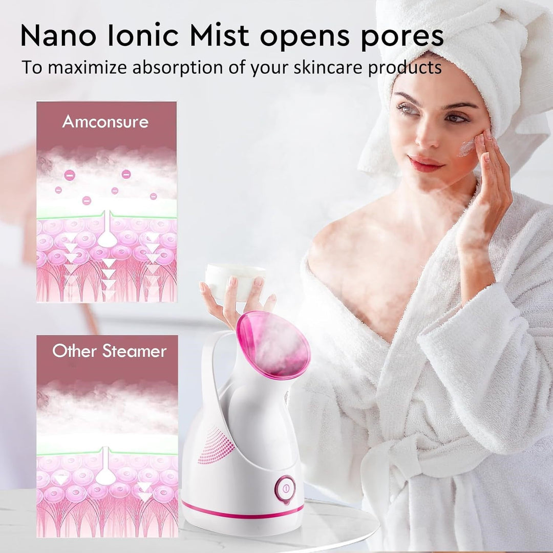 Portable nano ionic facial steamer for a refreshing deep cleanse and hydration