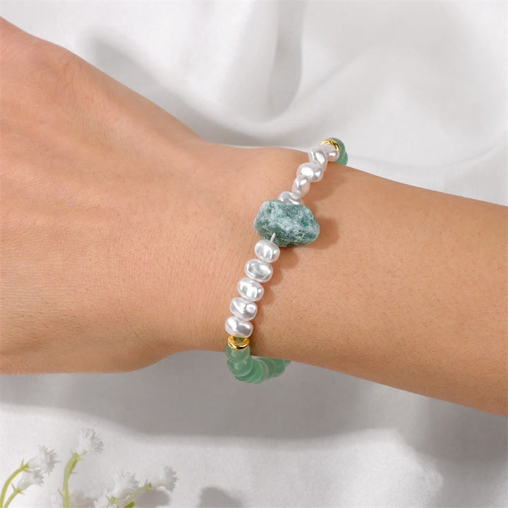 Crystal bead bracelet, natural healing energy, unisex elastic fit for peace.