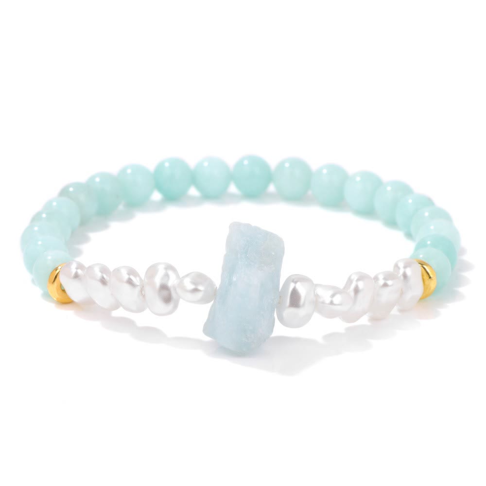 Beaded natural stone bracelet, adjustable, Eline design for spiritual grace.